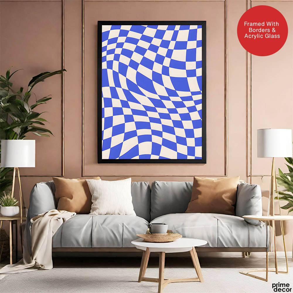 Tealish Blue Abstract Design Over Beige Background | Abstract Office Artwork #00143 - Prime Décor