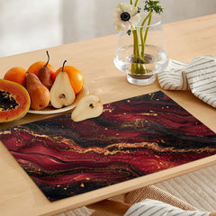 Burgundy & Graphite Abstract Fluid Style | Table Runner and Placemat Set