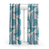 Aqua Blue Botanical Bird Pattern | Floral Curtains #144