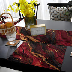 Burgundy & Graphite Abstract Fluid Style | Table Runner and Placemat Set