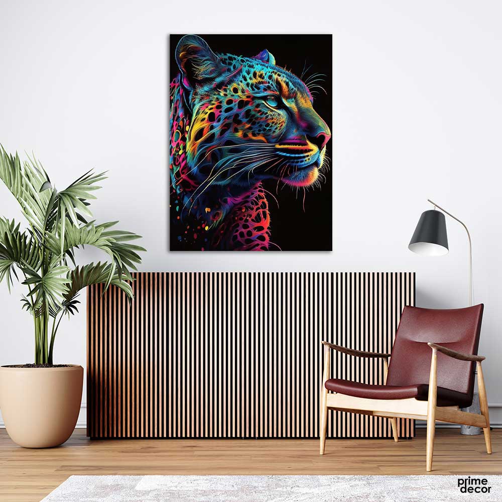 Rainbow Leopard Portrait (Single Panel) Animal Wall Art - Prime Décor