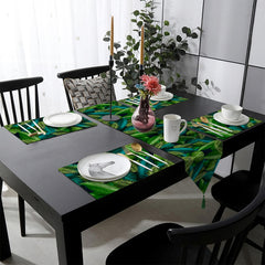 Deep Teal & Green Exotic Tropical Leaves | Table Runner and Placemat Set