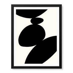 Black Stone Shape Design Over White Beige Background | Abstract Office Artwork #00146 - Prime Décor