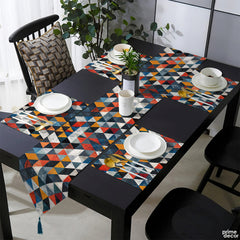 Grunge Geometric Triangles in Multi Colors | Table Runner and Placemat Set