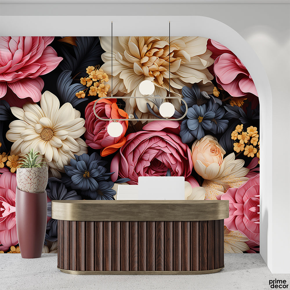 Daisies & Roses Bloomed Exotic Flowers | Floral Wallpaper Mural - Prime Décor