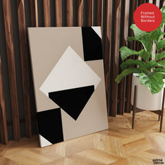 Black & White Abstract Design Over Brown Background | Abstract Office Artwork #00149 - Prime Décor