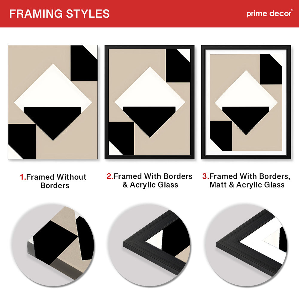 Black & White Abstract Design Over Brown Background | Abstract Office Artwork #00149 - Prime Décor