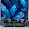 Beautiful Blue & Gold Exotic Leaves Artwork | Floral Wallpaper Mural