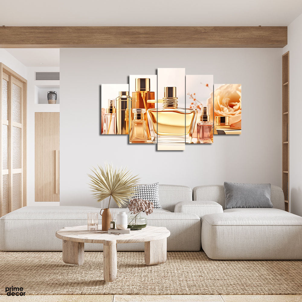 Perfumes and Makeup Accessories (5 Panel) Fashion Wall Art - Prime Décor