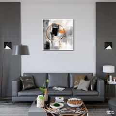 Grey & Beige Split Splash (Single Panel) Abstract Wall Art - Prime Décor