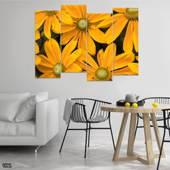 Abstract Beautiful Sunflowers Painting (4 Panel) Floral Wall Art - Prime Décor