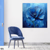 Abstract Beautiful Blue Flower Artwork (Single Panel) Floral Square Wall Art
