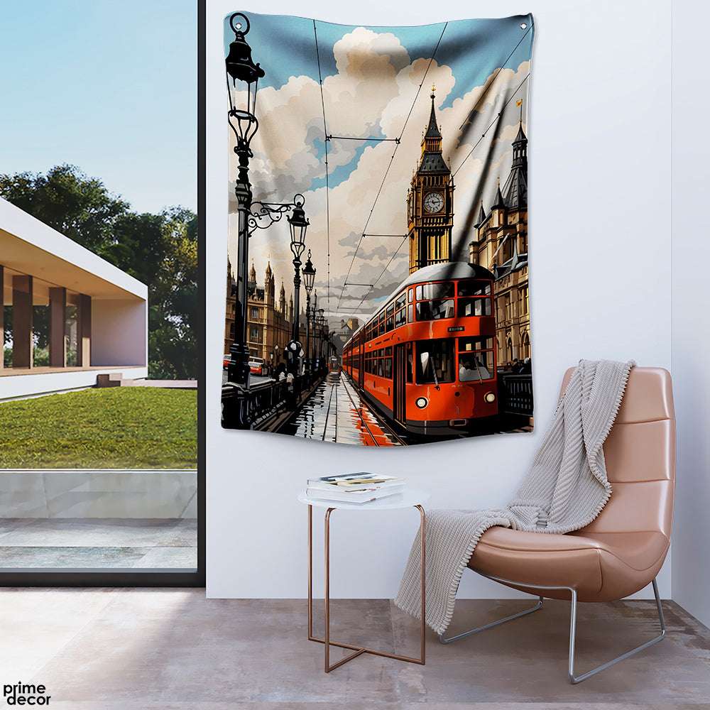 Tram Passing By Clock Tower Beautiful View | Nature Tapestry