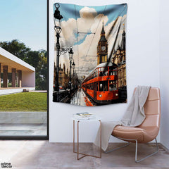 Tram Passing By Clock Tower Beautiful View | Nature Tapestry