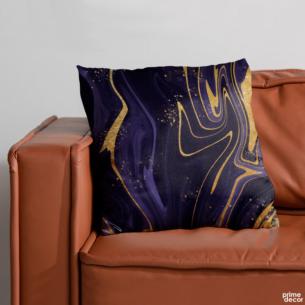 Purple Haze & Gold Marble | Abstract Cushion #150 - Prime Décor