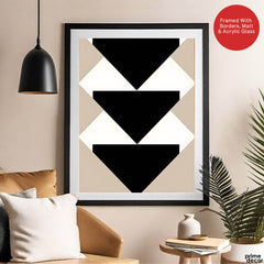 Black & White Abstract Design Over Brown Background | Abstract Office Artwork #00150 - Prime Décor