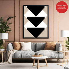 Black & White Abstract Design Over Brown Background | Abstract Office Artwork #00150 - Prime Décor