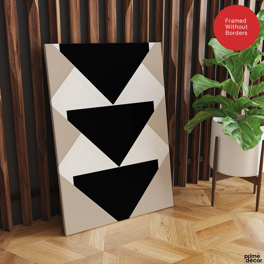 Black & White Abstract Design Over Brown Background | Abstract Office Artwork #00150 - Prime Décor