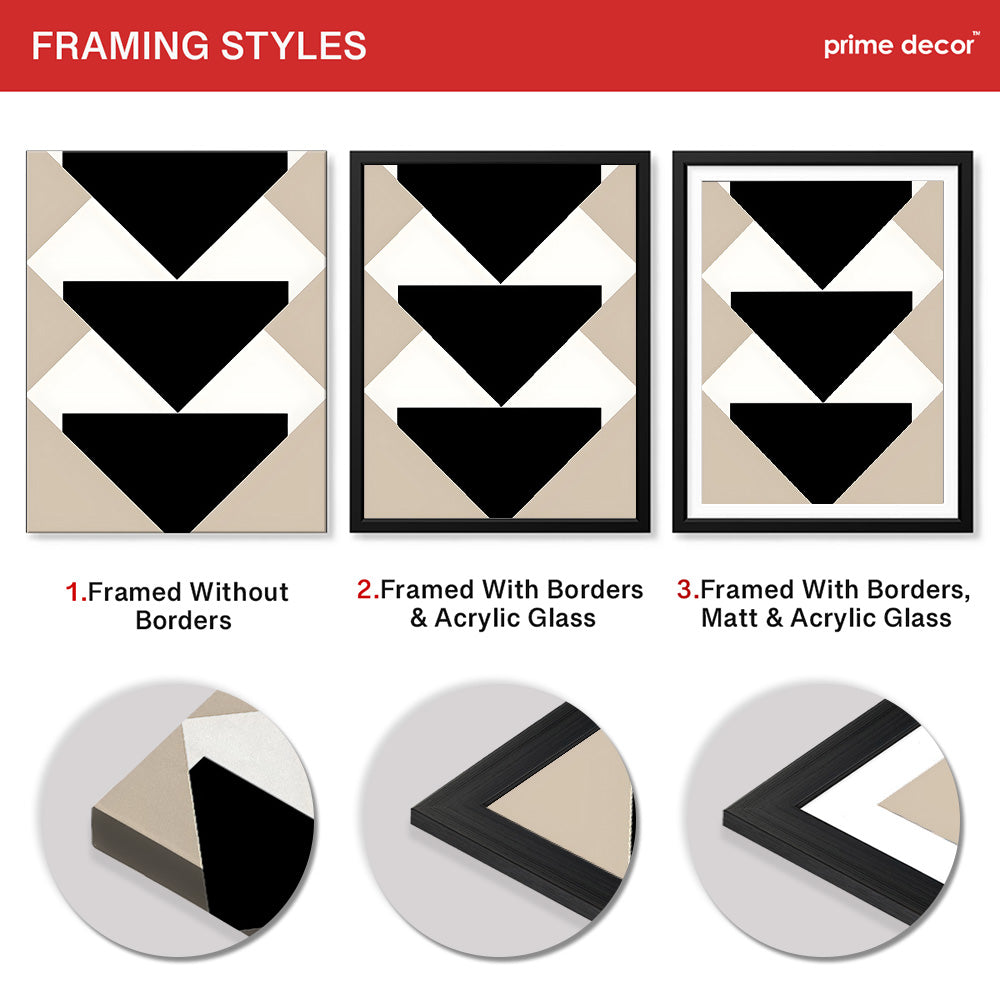 Black & White Abstract Design Over Brown Background | Abstract Office Artwork #00150 - Prime Décor