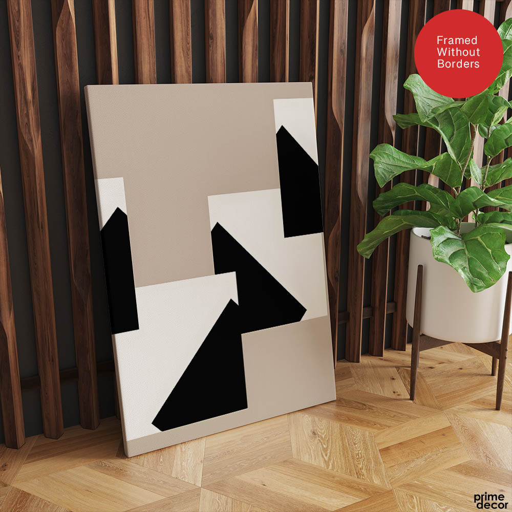 Black & White Abstract Design Over Brown Background | Abstract Office Artwork #00151 - Prime Décor