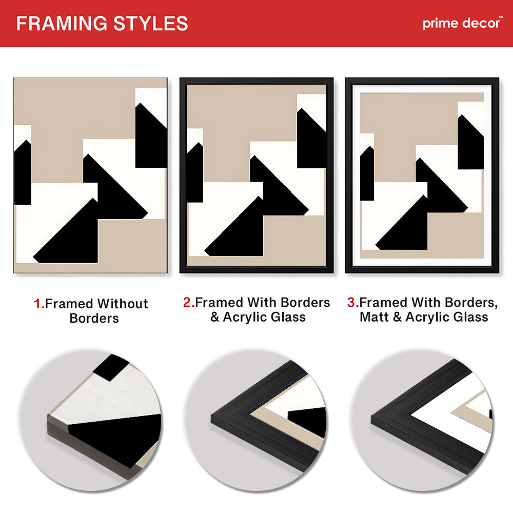 Black & White Abstract Design Over Brown Background | Abstract Office Artwork #00151 - Prime Décor