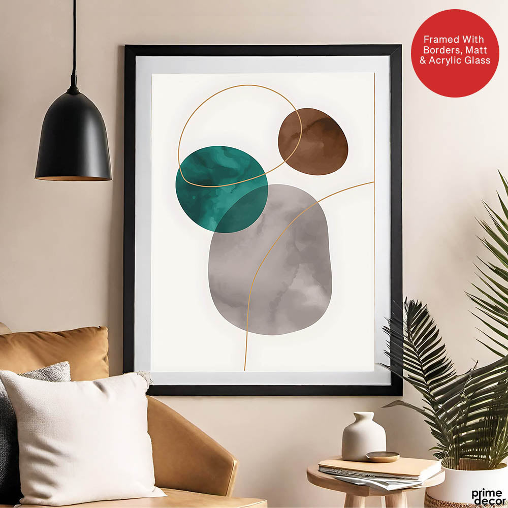 Dark Green Brown & Grey Abstract Design Over White Background | Abstract Office Artwork #00152 - Prime Décor
