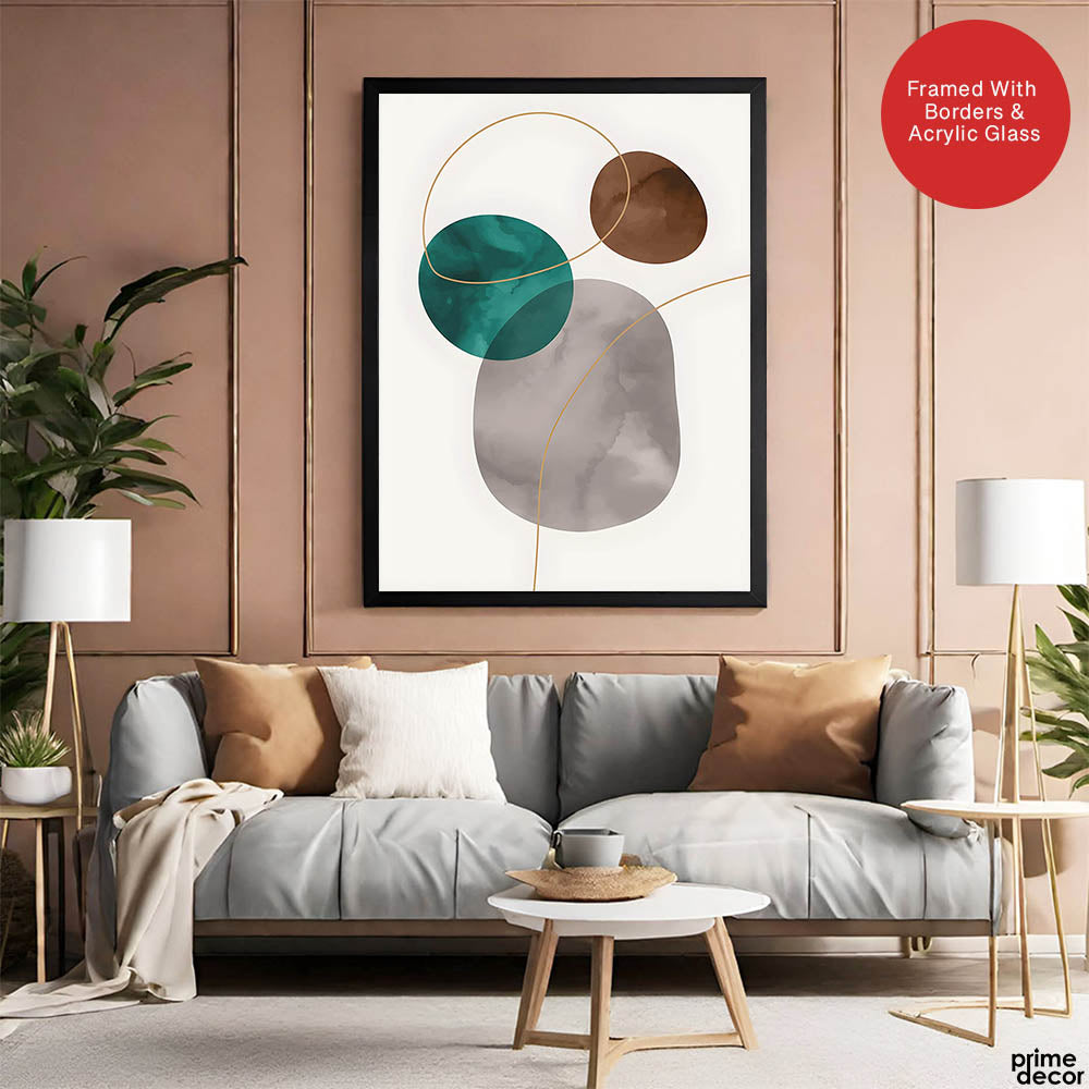 Dark Green Brown & Grey Abstract Design Over White Background | Abstract Office Artwork #00152 - Prime Décor