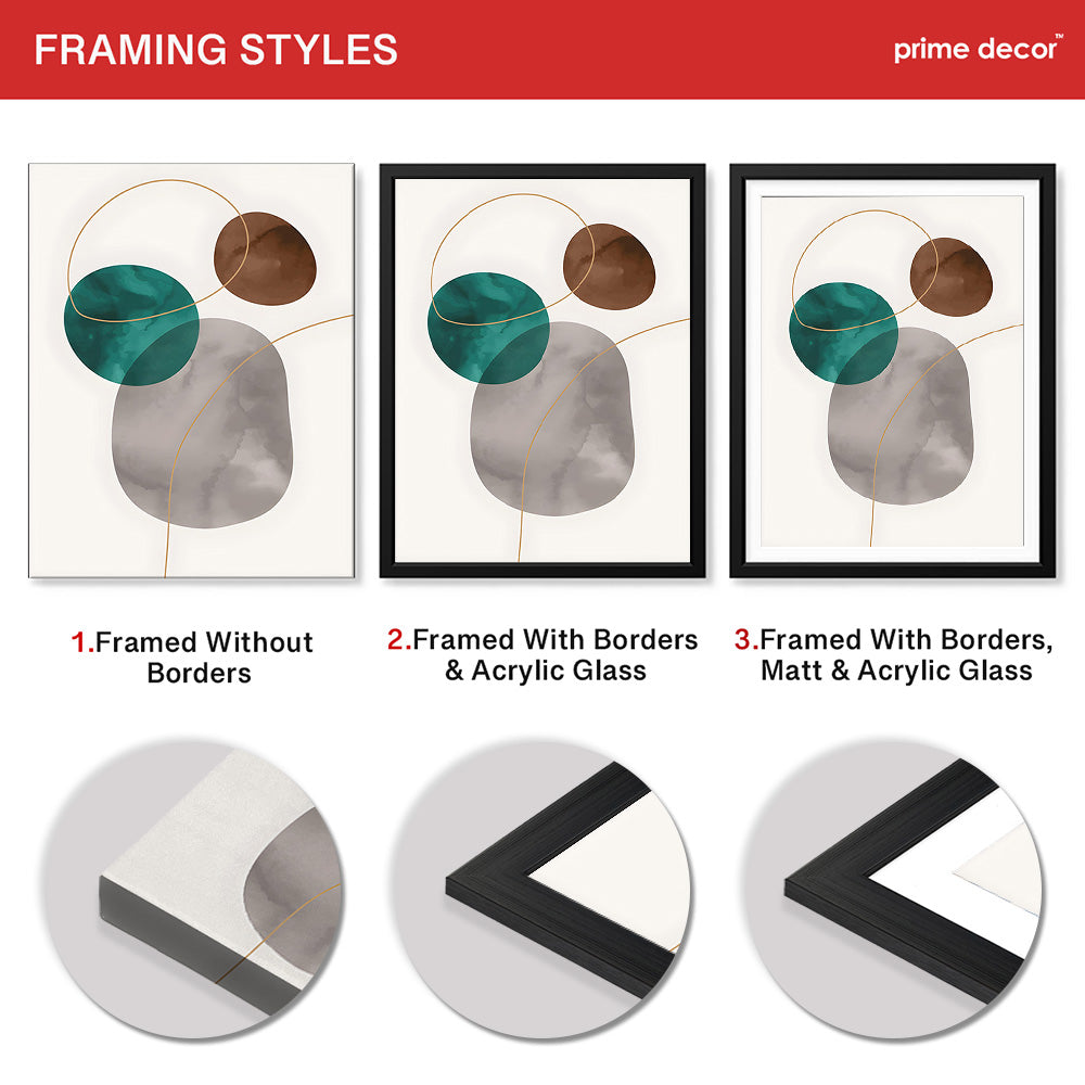 Dark Green Brown & Grey Abstract Design Over White Background | Abstract Office Artwork #00152 - Prime Décor