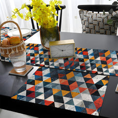 Grunge Geometric Triangles in Multi Colors | Table Runner and Placemat Set