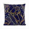 Deep Blue & Gold Gradient Linear Flowers | Floral Cushion #153 On Sale