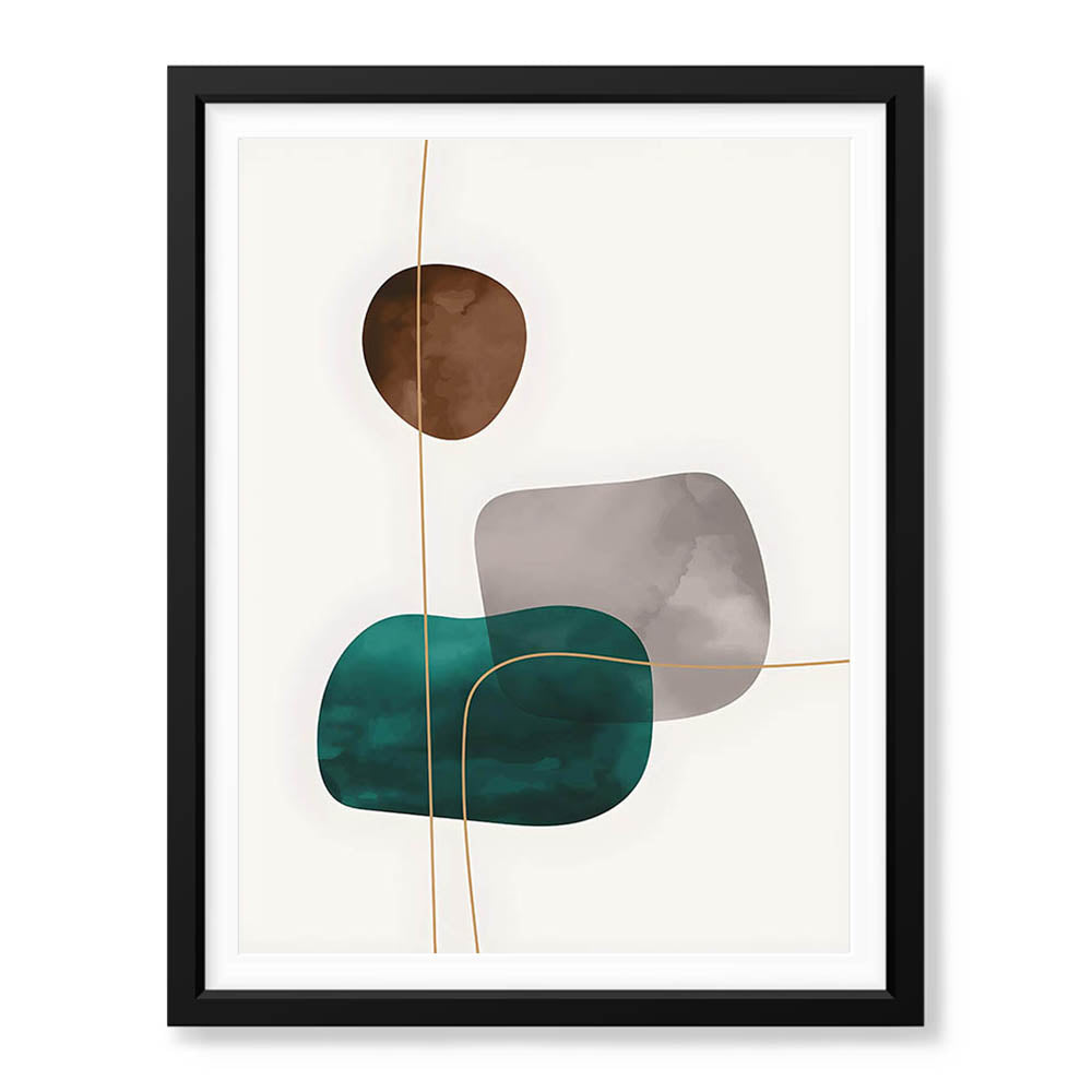 Dark Green Brown & Grey Abstract Design Over White Background | Abstract Office Artwork #00153 - Prime Décor