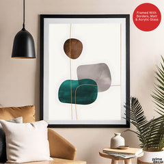 Dark Green Brown & Grey Abstract Design Over White Background | Abstract Office Artwork #00153 - Prime Décor