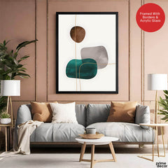 Dark Green Brown & Grey Abstract Design Over White Background | Abstract Office Artwork #00153 - Prime Décor