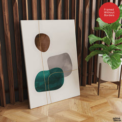 Dark Green Brown & Grey Abstract Design Over White Background | Abstract Office Artwork #00153 - Prime Décor