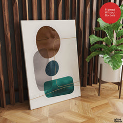Dark Green Brown & Grey Abstract Design Over White Background | Abstract Office Artwork #00154 - Prime Décor