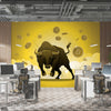 Yellow Stock Exchange Bull Run With Bitcoins | Office Wallpaper Mural