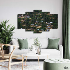 Beautiful View of Small Village (5 Panel) Village Wall Art - Prime Décor