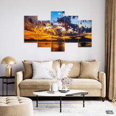 Sea,Sunset & Ocean (5 Panel) Nature Wall Art - Prime Décor