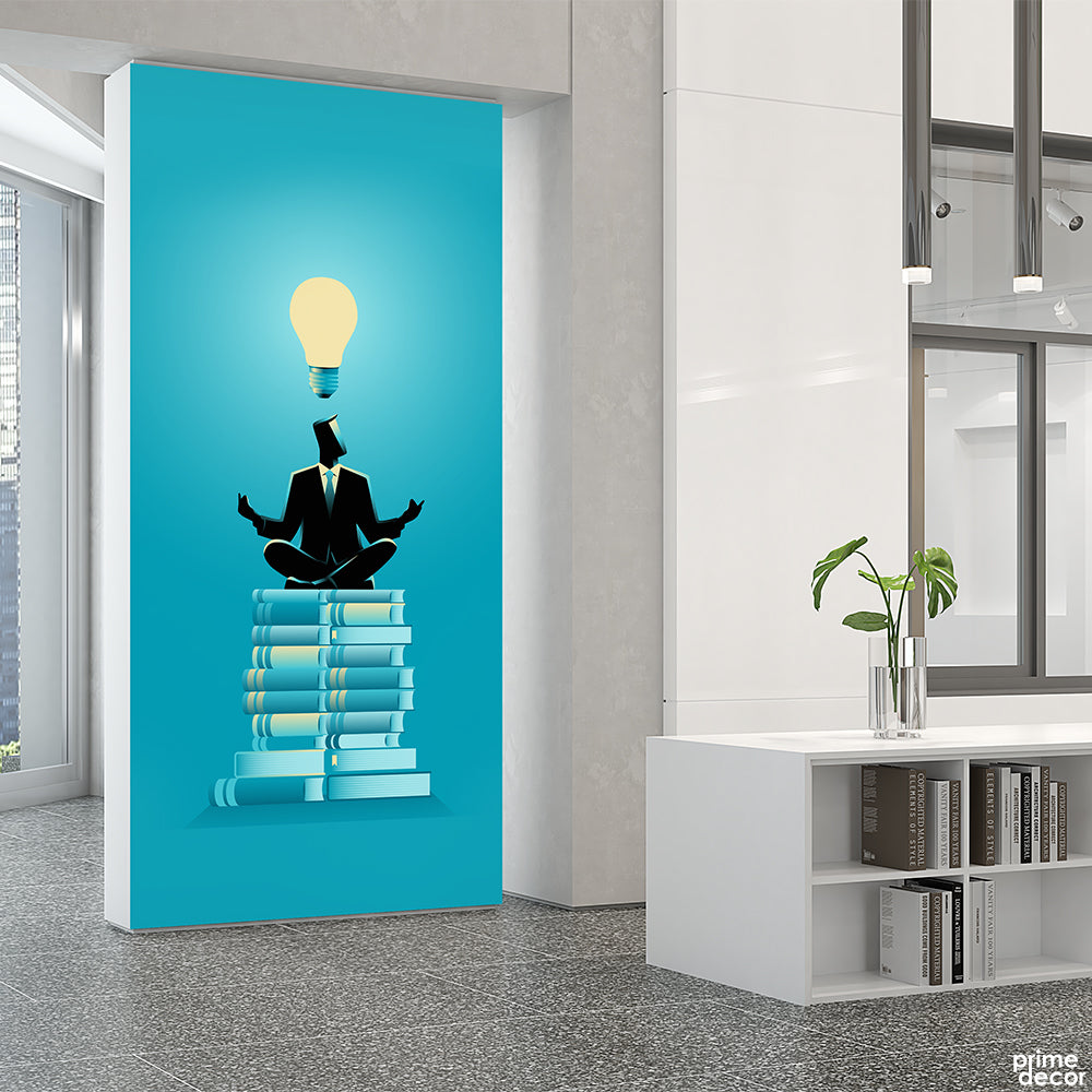 Leader Sitting On Books With Idea Bulb | Office Wallpaper Mural - Prime Décor