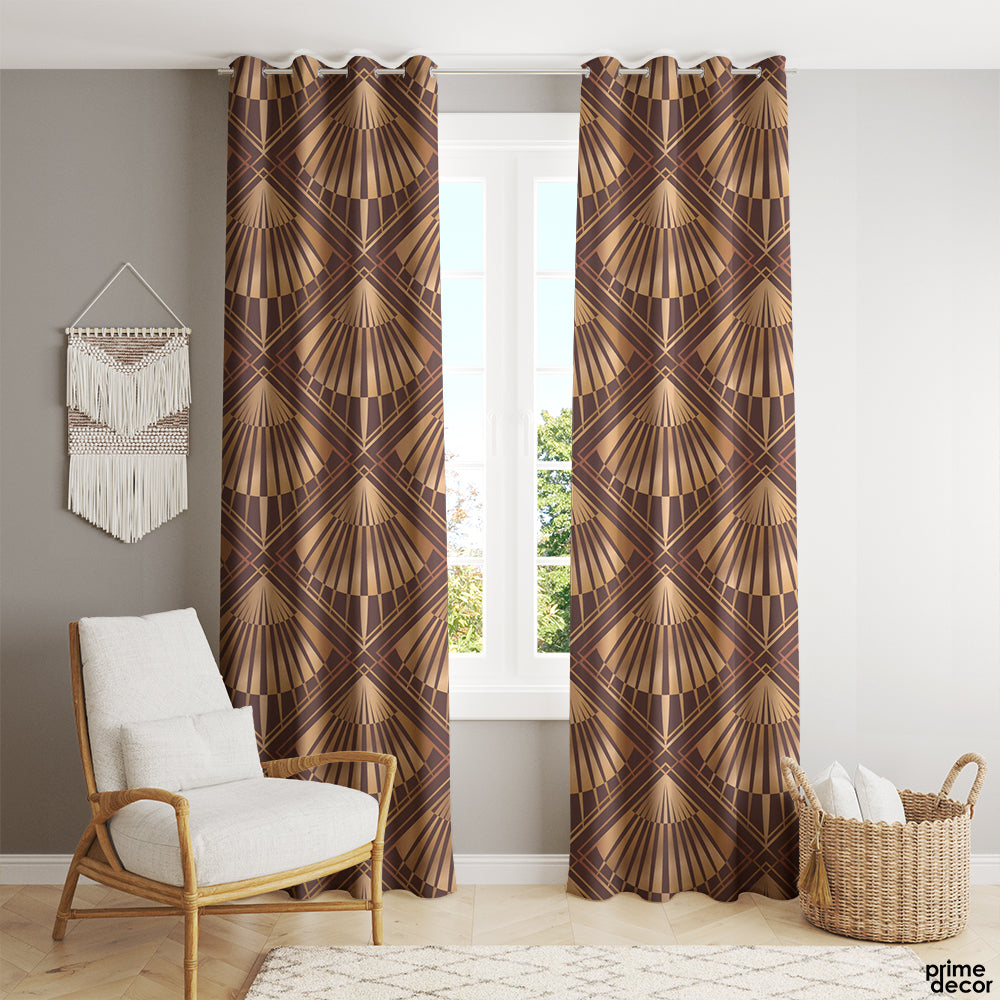 Copper Art Deco Pattern | Abstract Curtains #156 - Prime Décor