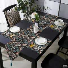 Slate & Tan Grunge Tribal Pattern | Table Runner and Placemat Set