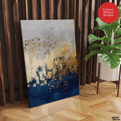 Blue Gold & Grey Abstract Art Design | Abstract Office Artwork #00159 - Prime Décor