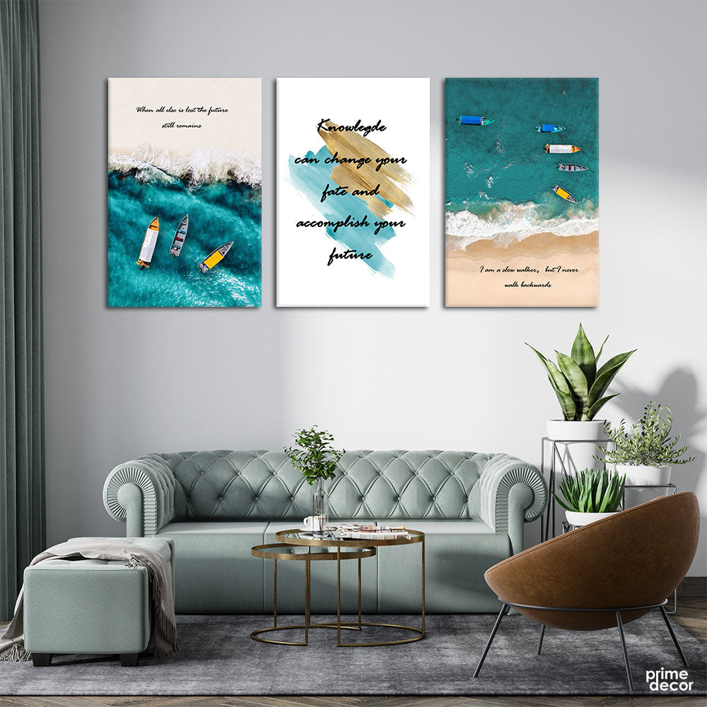 Knowledge Can Change Your Fate (3 Panel) Motivational Wall Art - Prime Décor