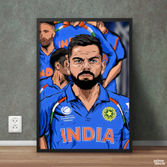 Virat Kohli In ICC Champions Trophy Jersey | Celebrity Poster Wall Art
