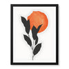 Grey Tropical Leaves With Orange Moon Shape | Abstract Floral Artwork #0015