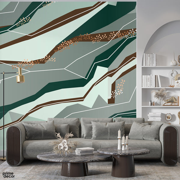 Abstract Colorful Artwork Over Light Green Background | Abstract Wallpaper Mural
