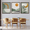 Abstract Gold Moon Over Green & White Mountain Artwork (3 Panel) Fashion Wall Art