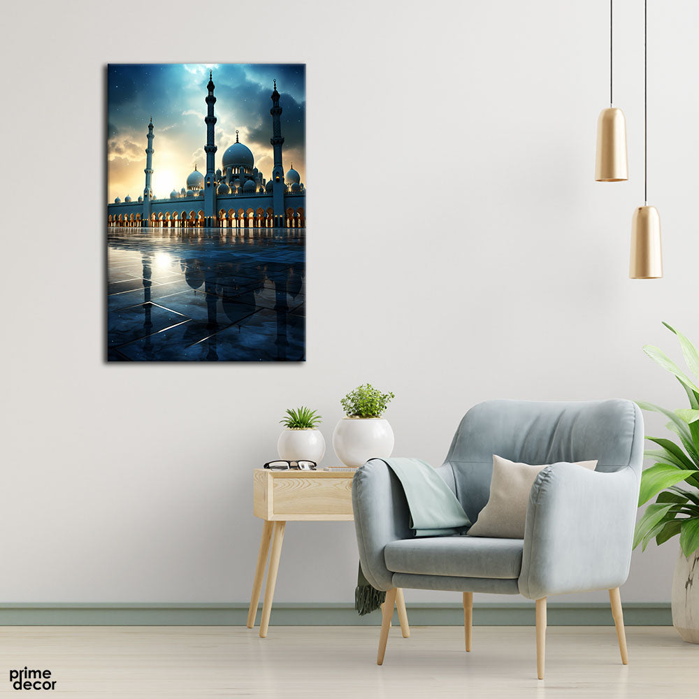 Corridors of the Mosque in Evening | Islamic Wall Art - Prime Décor