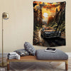 Abstract Artwork Of Audi With A Sunset View | Cars Tapestry