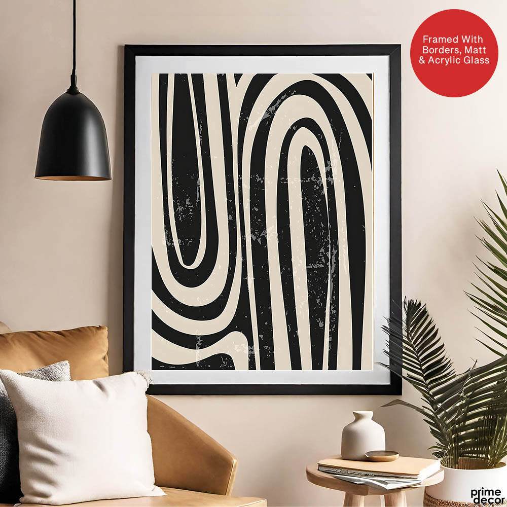 Black & White Zebra Style Abstract Design | Abstract Office Artwork #00160 - Prime Décor